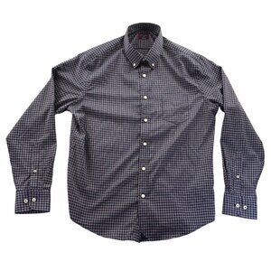 Untuckit Mens Salice Shirt Large Regular Fit Blue Plaid Long Sleeve Button-Down